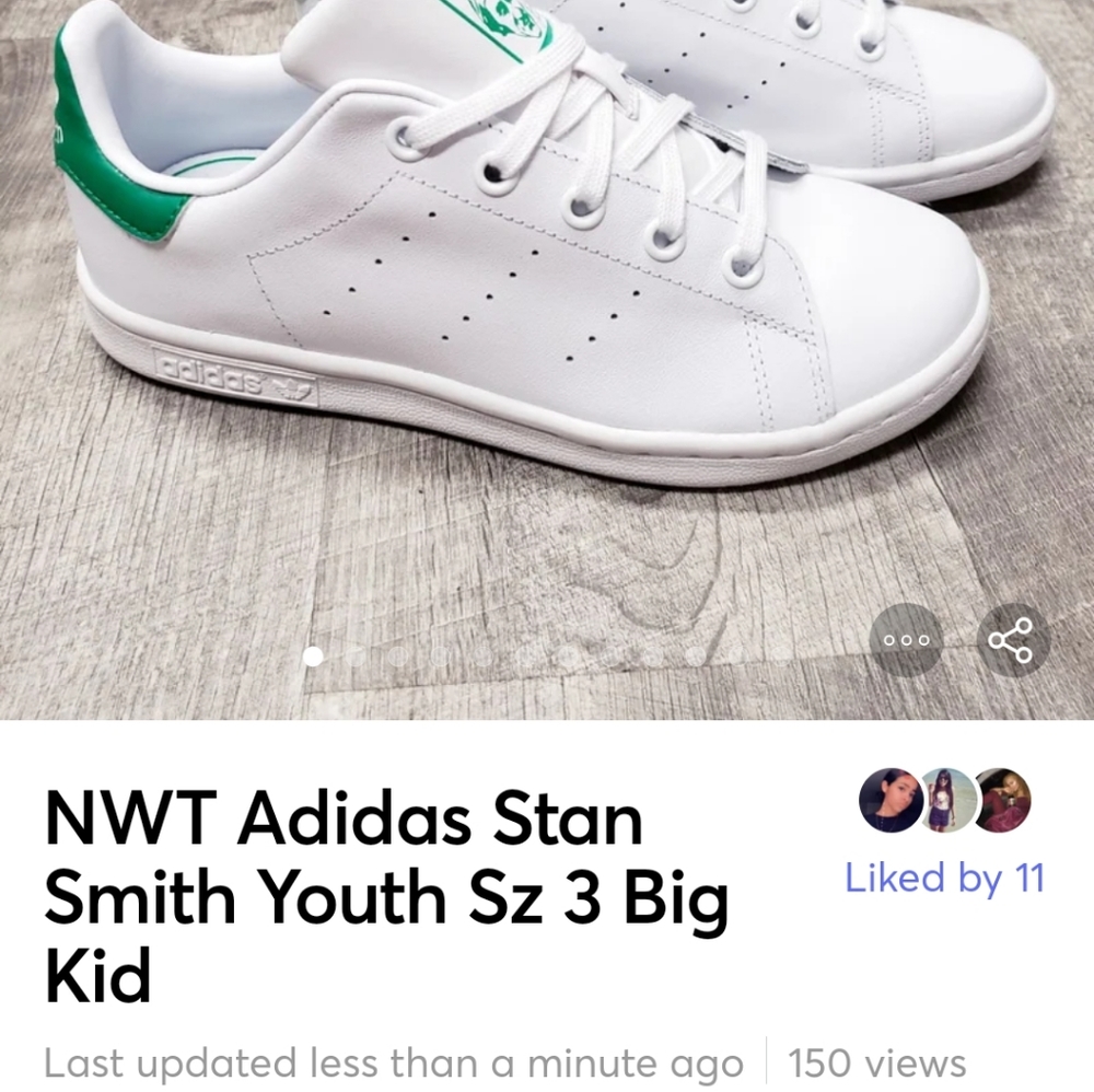 🆕️ NWT🎁 Adidas Stan Smith Youth Sz 3 Big Kid - Picture 2 of 13